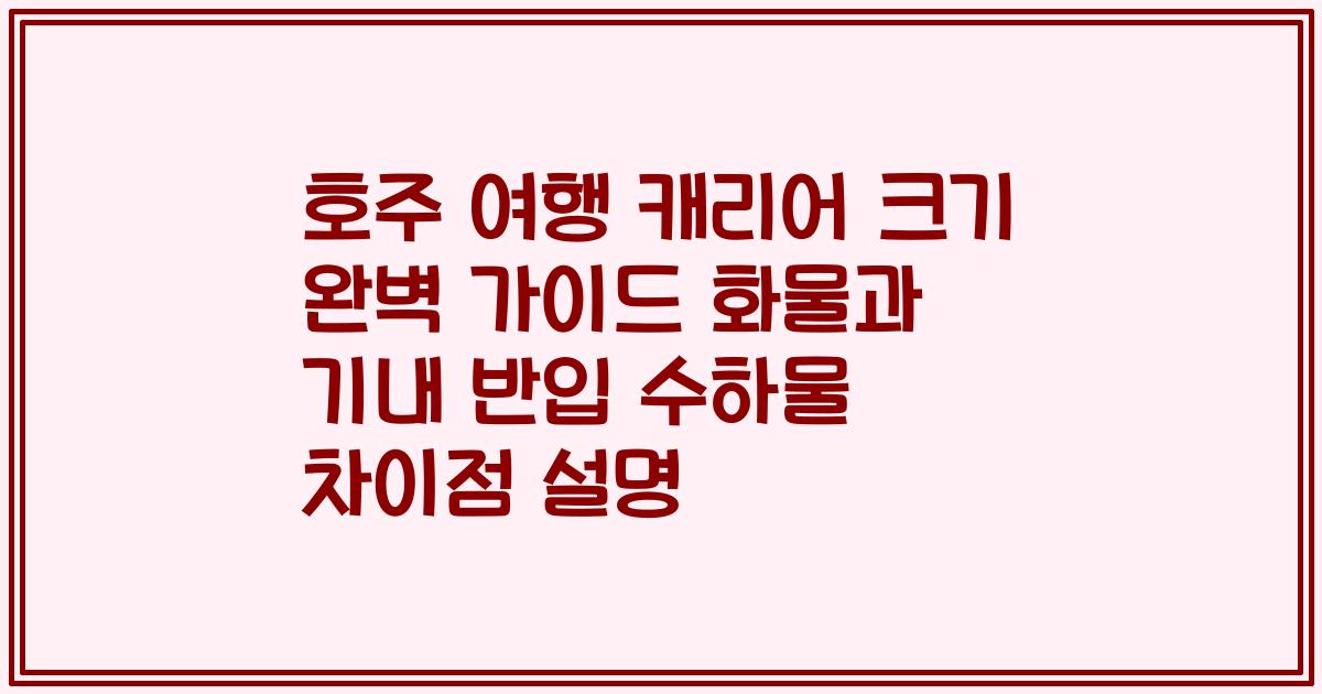 호주 여행 캐리어 크기 완벽 가이드 화물과 기내 반입 수하물 차이점 설명