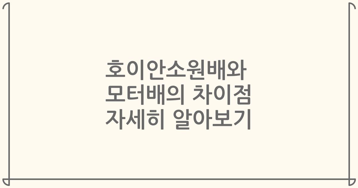 호이안소원배와 모터배의 차이점 자세히 알아보기