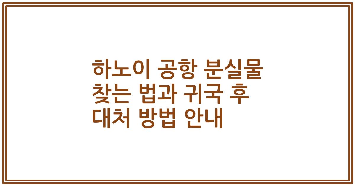 하노이 공항 분실물 찾는 법과 귀국 후 대처 방법 안내