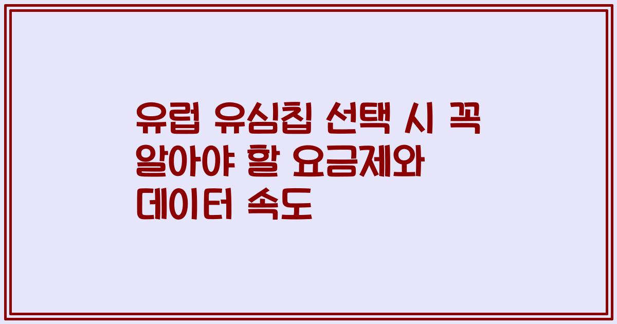 유럽 유심칩 선택 시 꼭 알아야 할 요금제와 데이터 속도